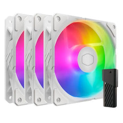 Cooler Master SickleFlow Edge 120 ARGB 12cm PWM Case Fans (3 Pack), Up to 2500 RPM, Loop Dynamic Bearing, LED Controller, White Edition - FIXgenie