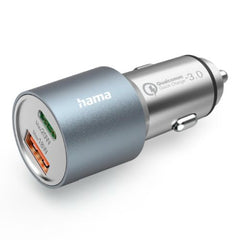 Hama USB Fast Charge Car Adapter, USB - C & USB - A, Power Delivery, Qualcomm 3.0, 38W, Metal - FIXgenie