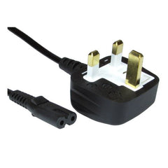 FIXgenie UK Power Lead, Figure 8, Moulded Plug, 1.8 Metres