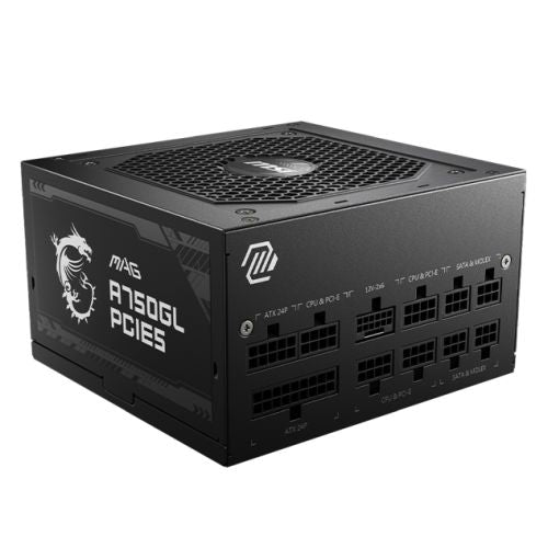 MSI 750W (MAG A750GL PCIE5) ATX 3.1 PSU, Fully Modular, 80+/Cybenetics Gold, LLC Full-Bridge, PCIe 5.1