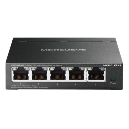 Mercusys (MS105GS-M2) 5-Port 2.5G Multi-Gigabit Desktop Switch, 5x 2.5G Ports, Fanless, Metal Casing