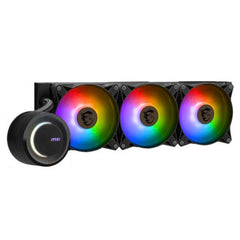 MSI MAG CORELIQUID E360 360mm Liquid CPU Cooler, 3x ARGB PWM Fans, Rotatable ARGB Blockhead, Black
