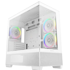 DeepCool CG380 3F Micro-ATX Gaming Case White Panoramic Tempered Glass Side Panel, Mesh Airflow Front, 3 Pre-Installed ARGB Fans, USB-C & USB-A Front I/O, Spacious SFF/mATX/ITX Build Support
