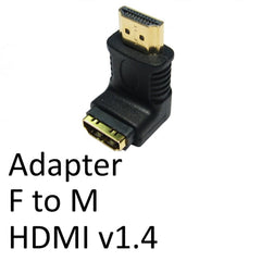 HDMI 1.4 (F) to HDMI 1.4 (M) Black OEM Right Angled Adapter - FIXgenie