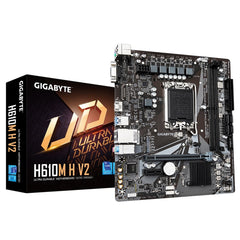 Gigabyte H610M H V2 (Rev. 1.0) Intel 1700 Socket Motherboard, Micro-ATX, 2x DDR5 Slots, 1x M.2 Socket, GbE LAN, 1x D-Sub / 1x HDMI Port