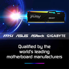 Kingston FURY Beast (KF560C36BBEA - 8) 8GB System Memory, 60000MT/s, DDR5, CL36, DIMM, RGB, Black - FIXgenie