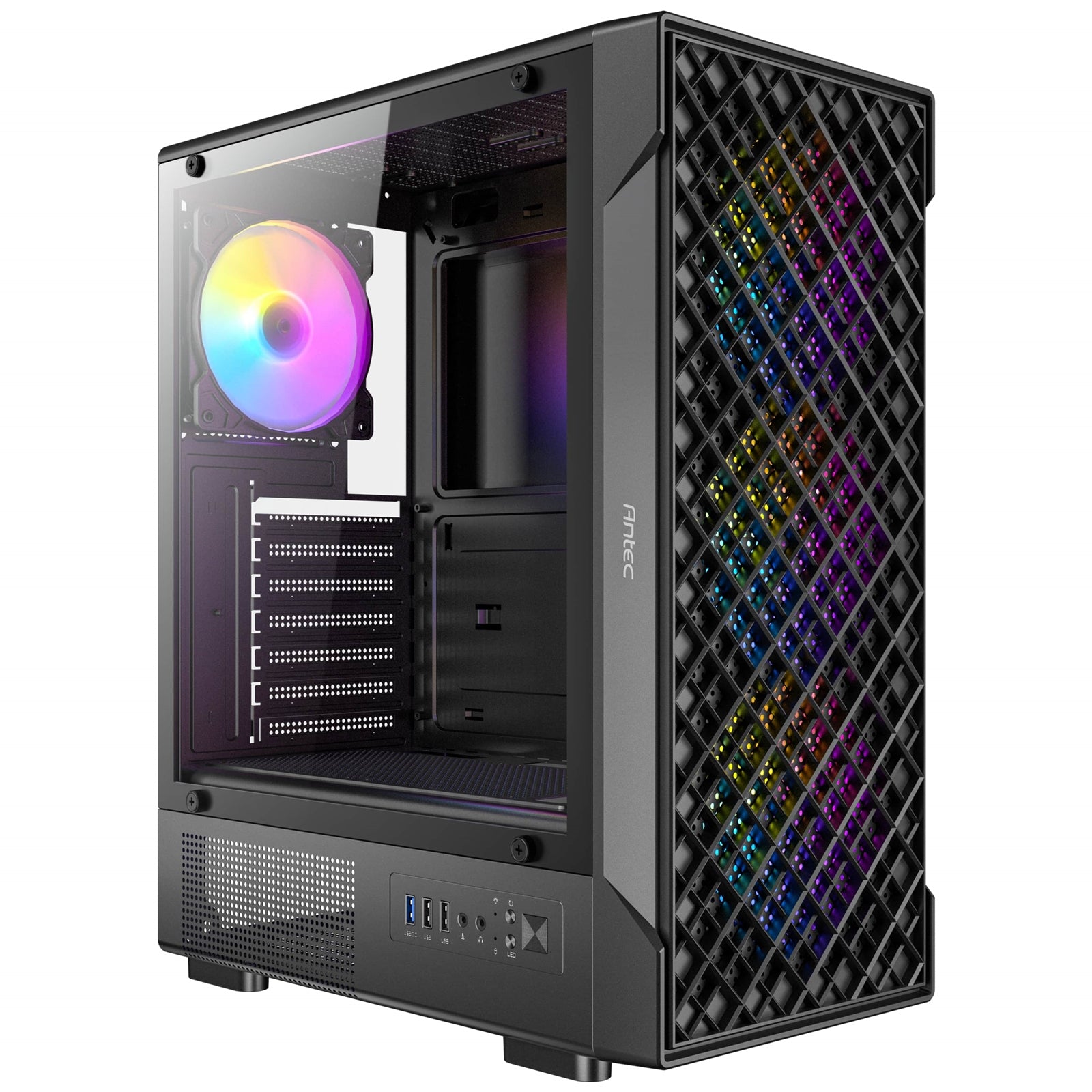 Antec VX320 ARGB Mid - Tower Gaming PC Case - Pre - Installed 4 x 120mm ARGB Fans, Tempered Glass Side Panel, High - Airflow Mesh Front - ATX/Micro - ATX/ITX - FIXgenie