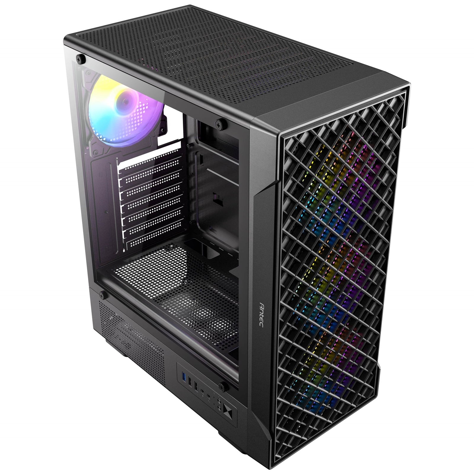 Antec VX320 ARGB Mid - Tower Gaming PC Case - Pre - Installed 4 x 120mm ARGB Fans, Tempered Glass Side Panel, High - Airflow Mesh Front - ATX/Micro - ATX/ITX - FIXgenie