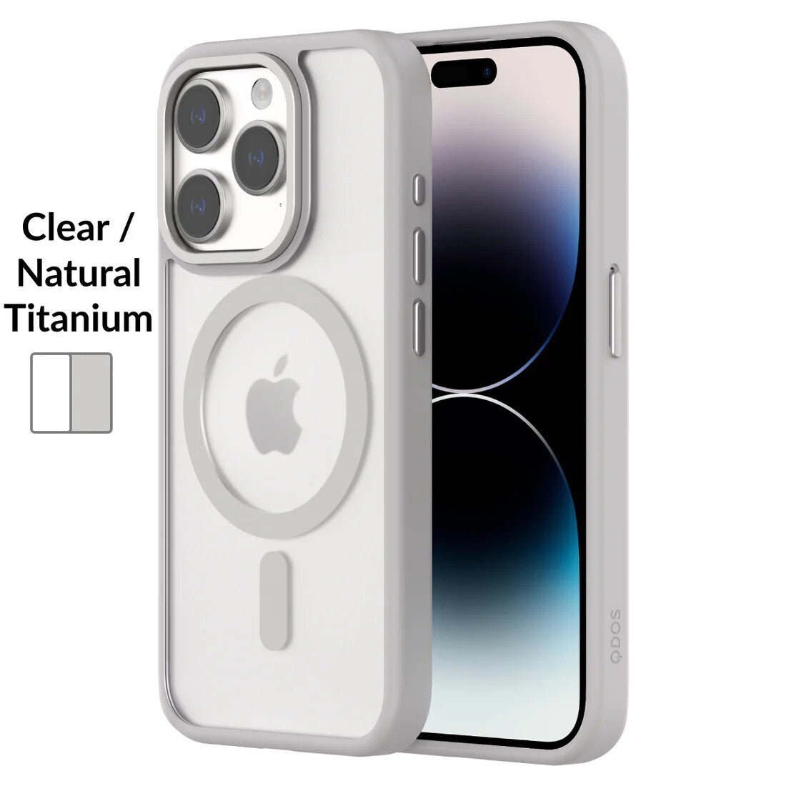 QDOS iPhone 15, 15 Pro White Grey Clear Case with MagSafe Hybrid Soft with Snap - FIXgenie