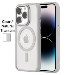 QDOS iPhone 15, 15 Pro White Grey Clear Case with MagSafe Hybrid Soft with Snap - FIXgenie