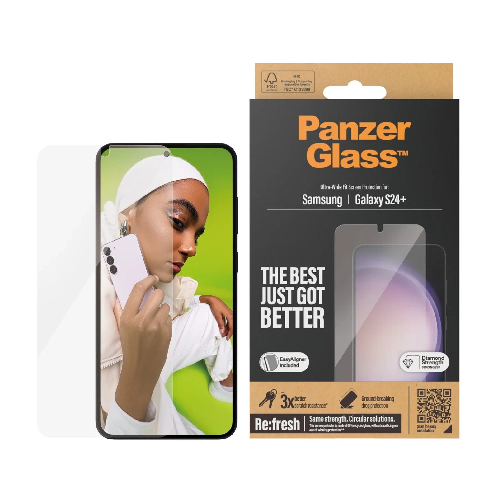 PanzerGlass® Screen Protector Samsung Galaxy S24+ Ultra - Wide Fit w. EasyAligner - FIXgenie