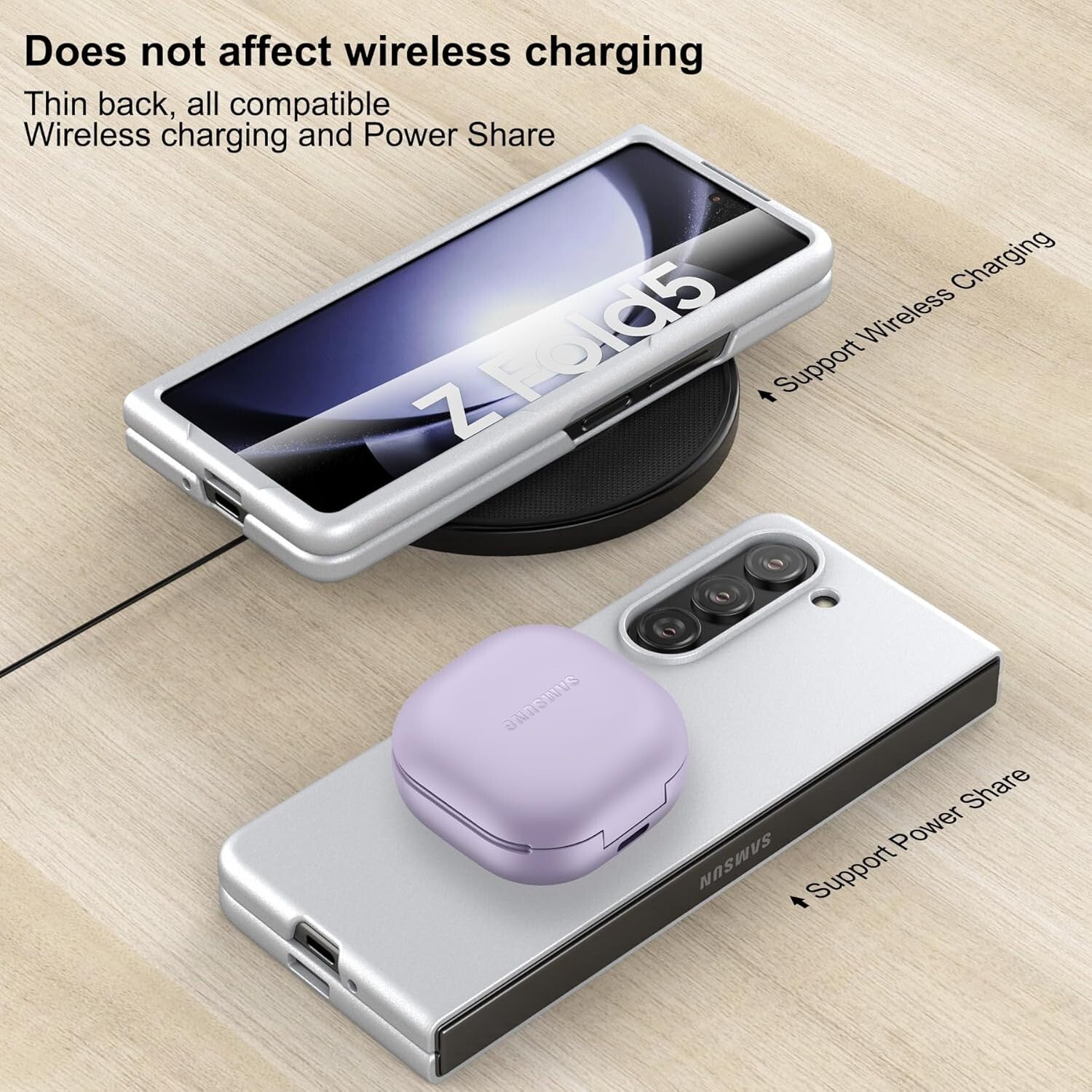 Lightweight Full - Body Protective Case Cover for Samsung Galaxy Z Fold 5 Silver - FIXgenie