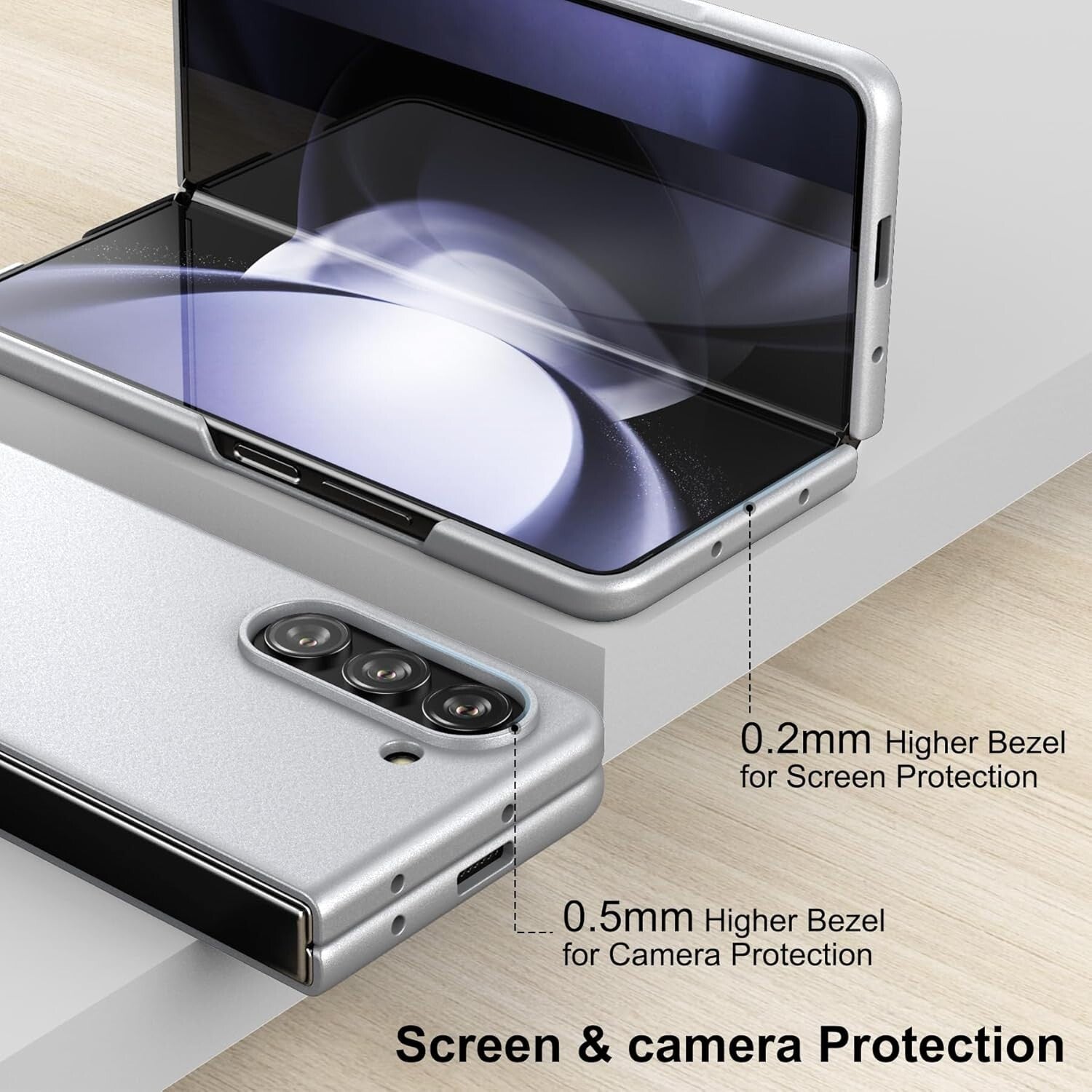Lightweight Full - Body Protective Case Cover for Samsung Galaxy Z Fold 5 Silver - FIXgenie