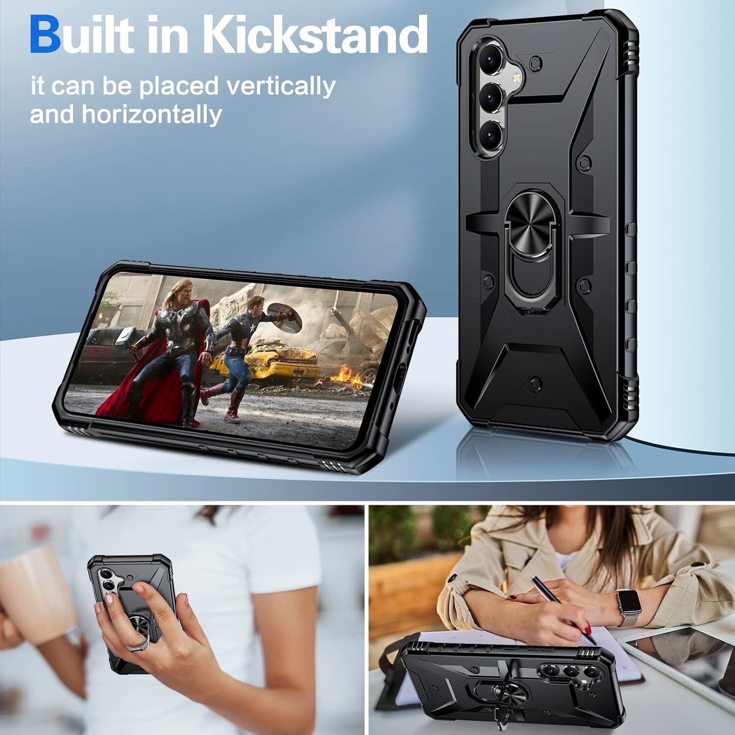 Samsung Galaxy A54 Heavy Duty Case Cover w/ Screen and Camera Protector Black - FIXgenie