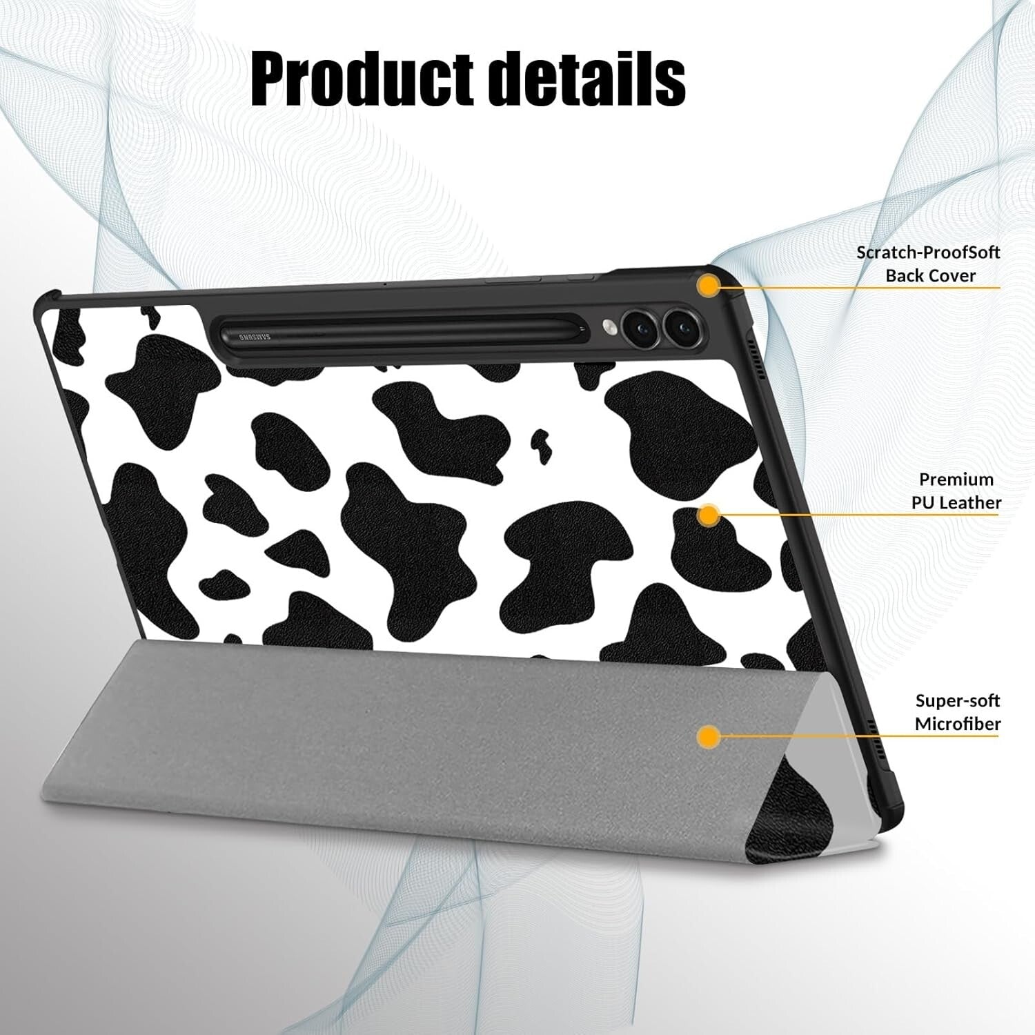 For Samsung Galaxy Tab S9 11'' Case Smart Book Stand Cover Cute Cow - FIXgenie