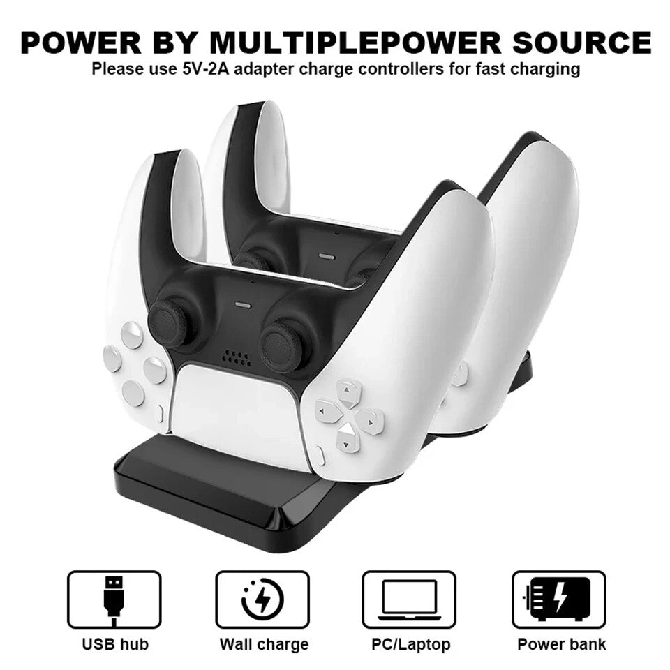 PS5 Controller Dock DUAL Fast Charging Dock - USB Charger Station Stand - FIXgenie