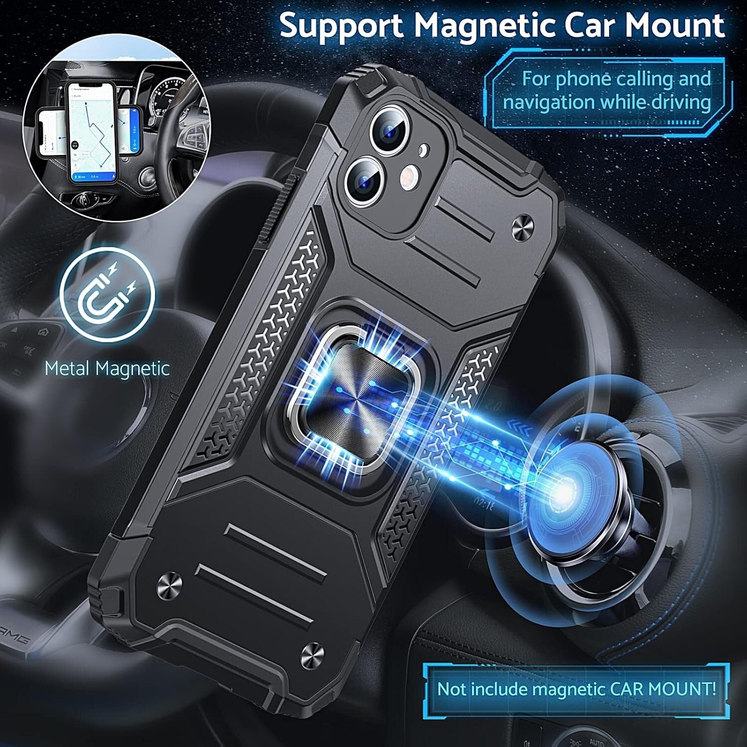 iPhone 11 Case Military Grade Shockproof Protective Phone Case Cover w/ Ring Sta - FIXgenie