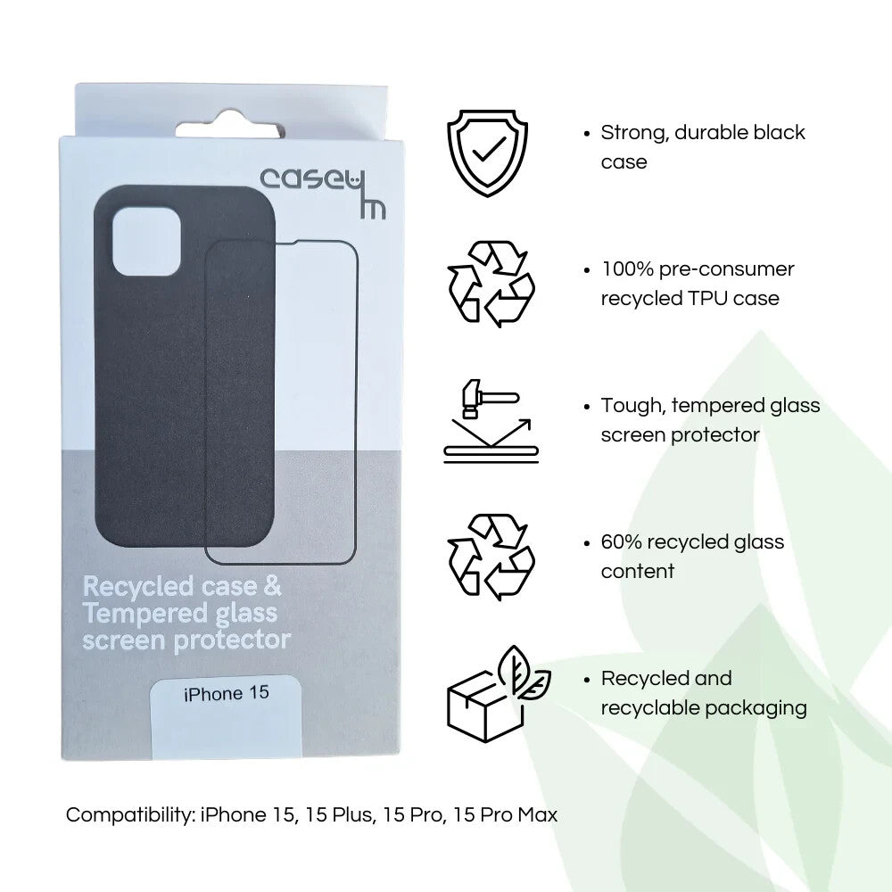 Caseym Recycled Phone Case and Screen Protector for iPhone 15 Series - FIXgenie