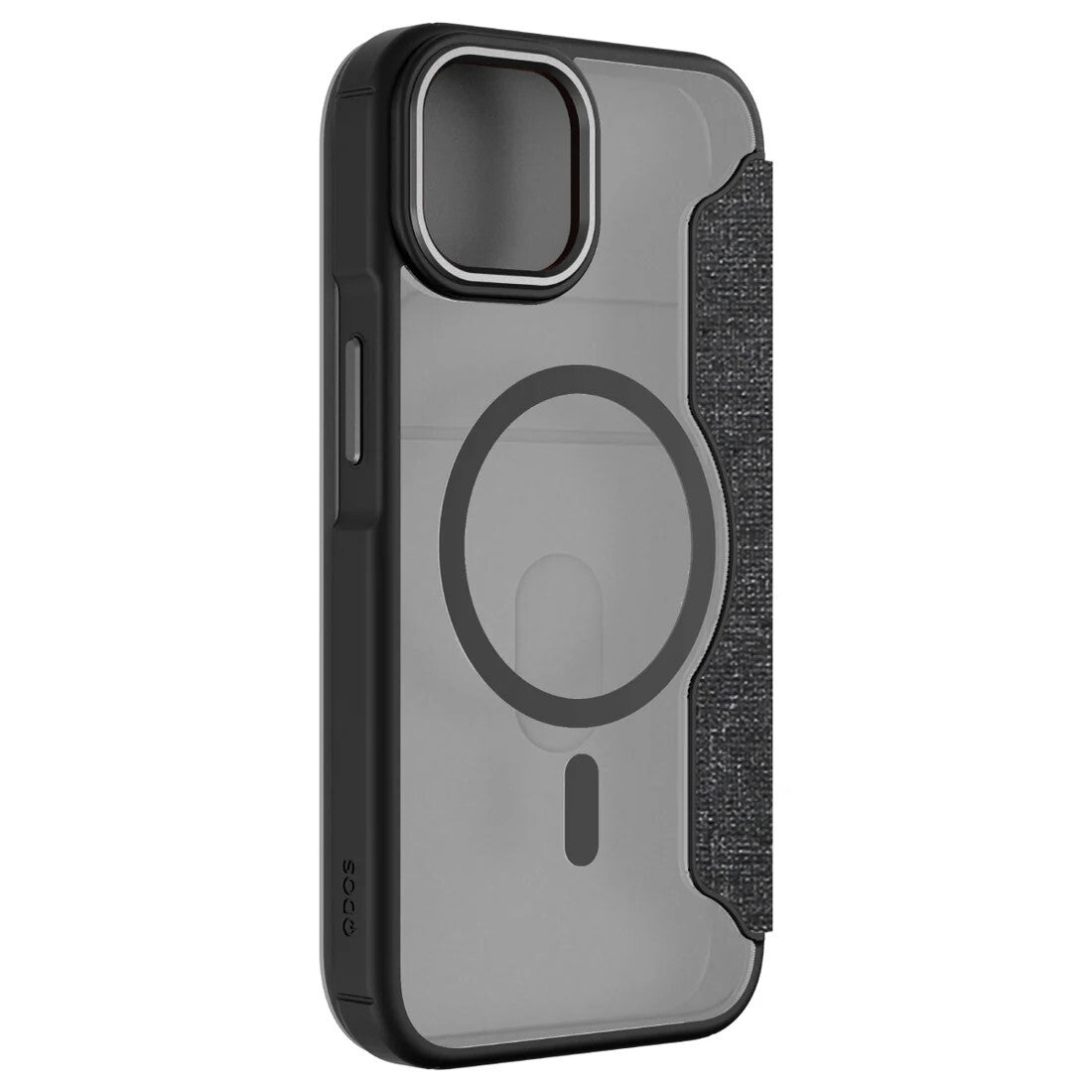 QDOS Hybrid Fold iPhone 14 / 13 Wallet Case Magsafe Clear / Black - FIXgenie