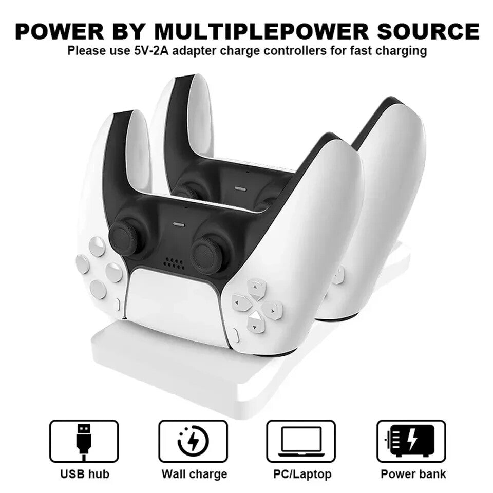 PS5 Controller Dock DUAL Fast Charging Dock - USB Charger Station Stand - FIXgenie