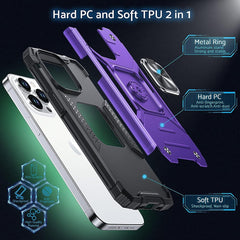 iPhone 14 Pro Military Grade Shockproof Case Cover with Kickstand Ring - FIXgenie