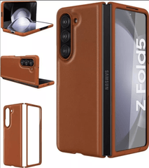 Shockproof Slim Fit PU Leather Case for Samsung Galaxy Z Fold 5 Brown - FIXgenie