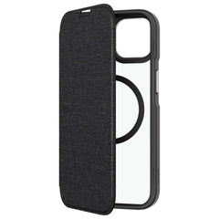 QDOS Hybrid Fold iPhone 14 / 13 Wallet Case Magsafe Clear / Black - FIXgenie