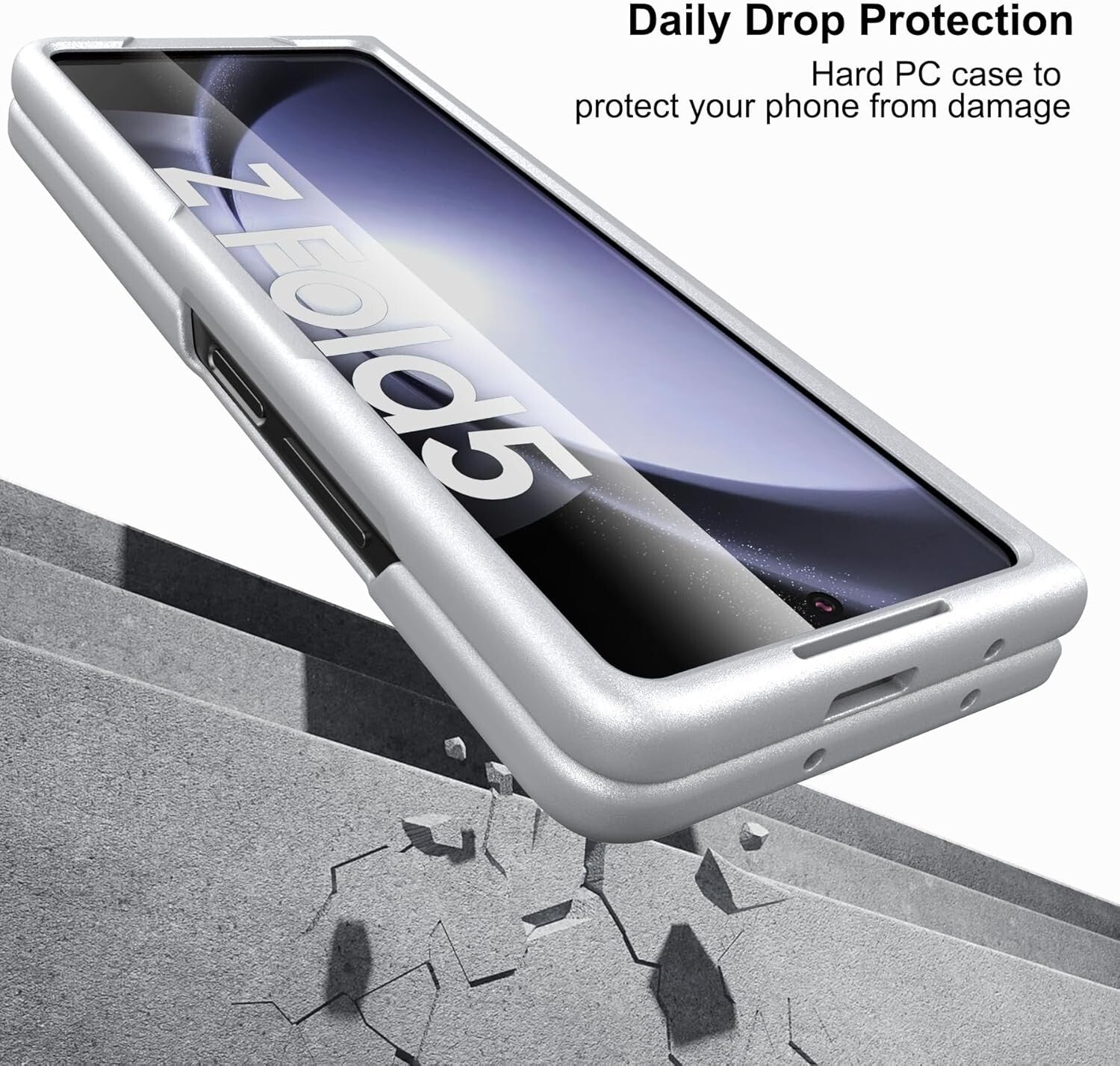 Lightweight Full - Body Protective Case Cover for Samsung Galaxy Z Fold 5 Silver - FIXgenie