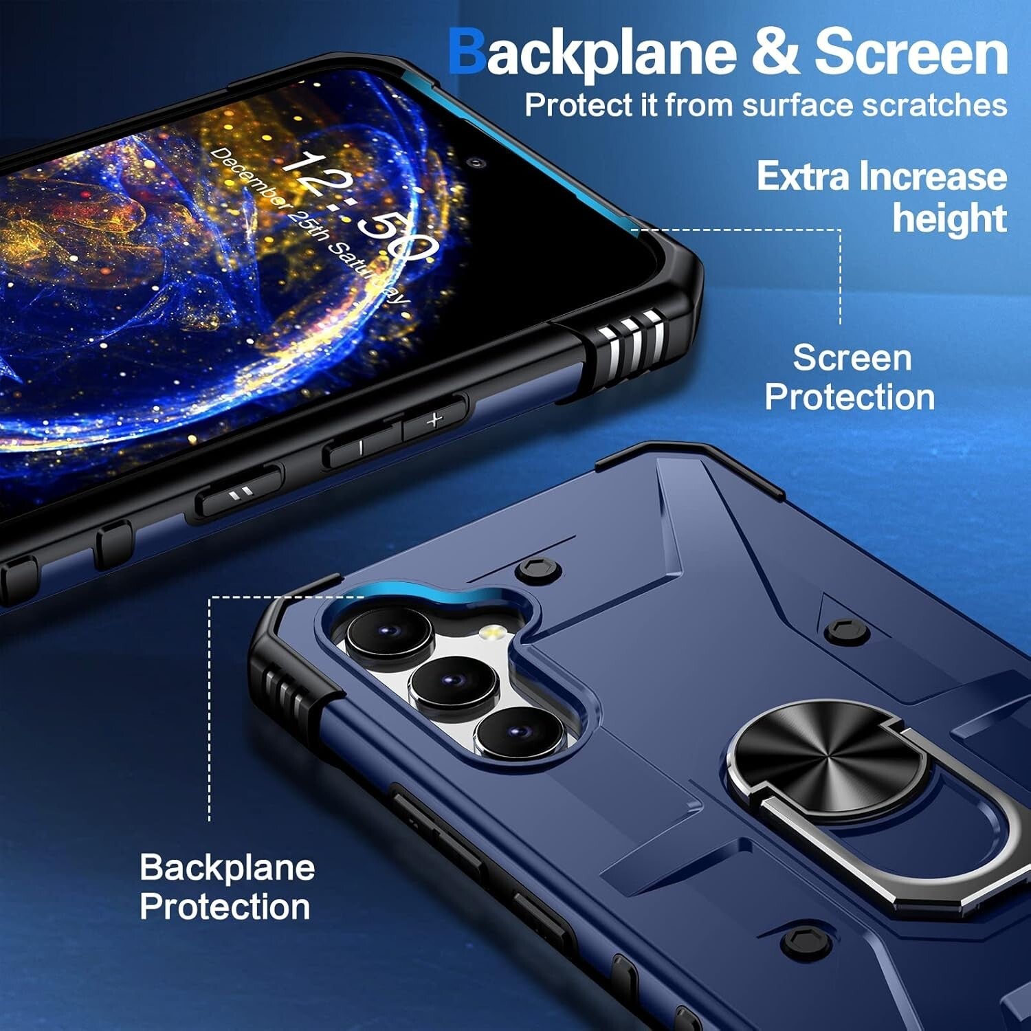 Samsung Galaxy A54 Heavy Duty Case Cover w/ Screen and Camera Protector Blue - FIXgenie