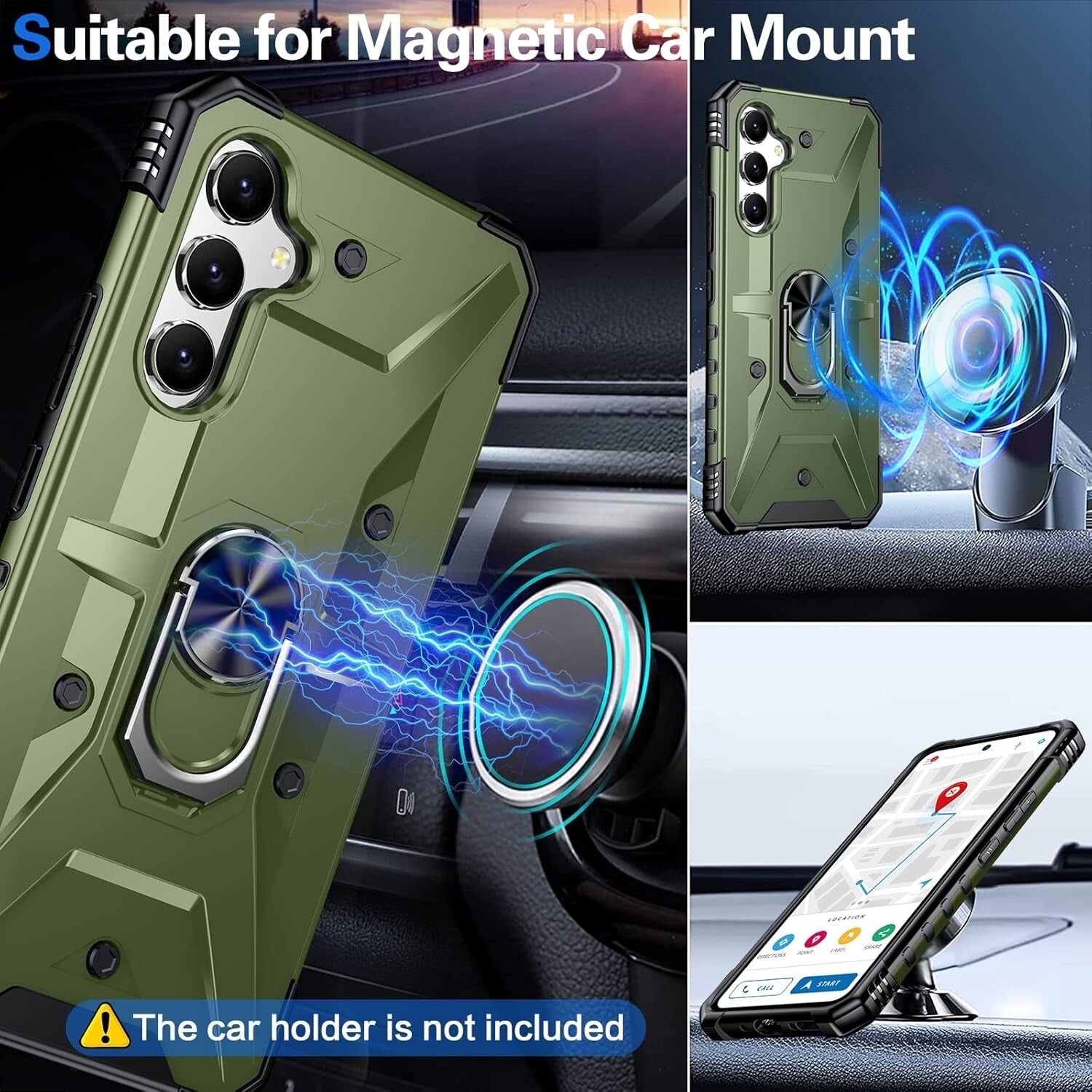Samsung Galaxy A54 Heavy Duty Case Cover w/ Screen and Camera Protector Green - FIXgenie