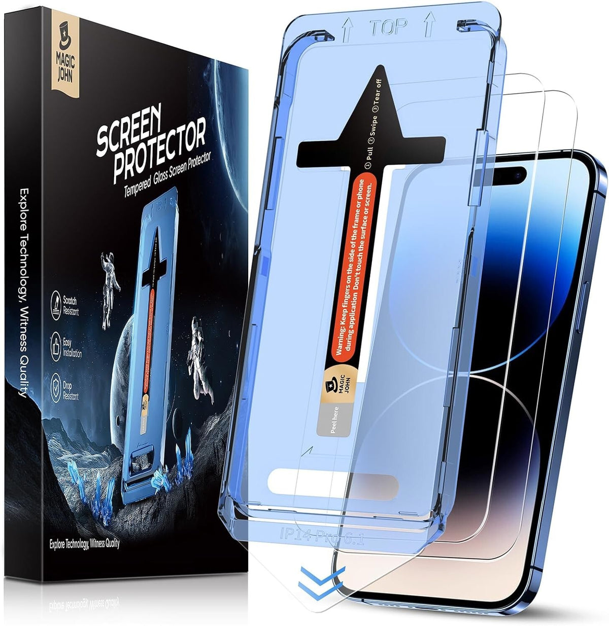 iPhone 14 Pro Screen Protector Dust Free Easy Installation 2pcs HD Scratch Resis - FIXgenie