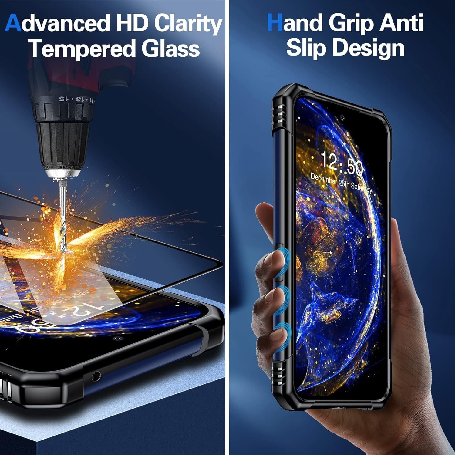 Samsung Galaxy A54 Heavy Duty Case Cover w/ Screen and Camera Protector Blue - FIXgenie