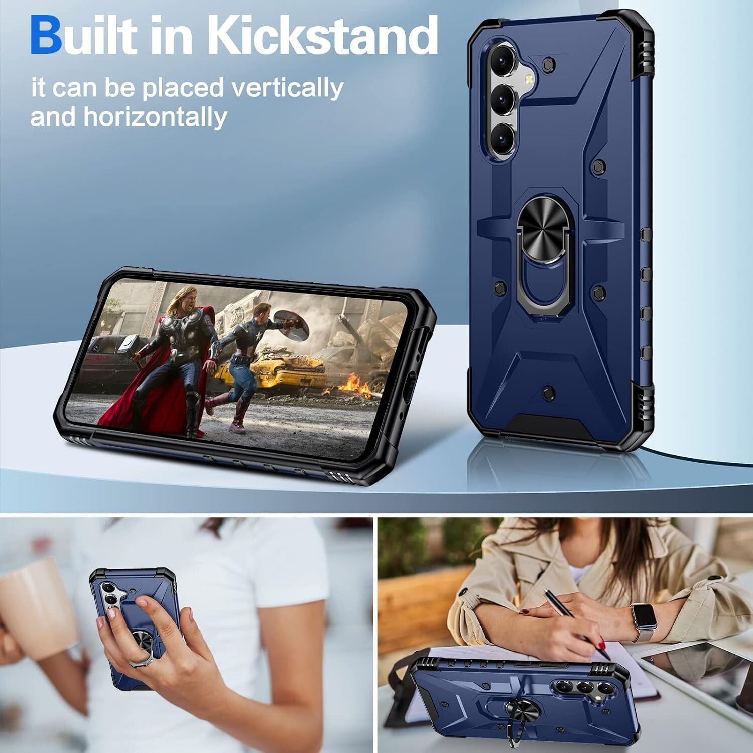 Samsung Galaxy A54 Heavy Duty Case Cover w/ Screen and Camera Protector Blue - FIXgenie