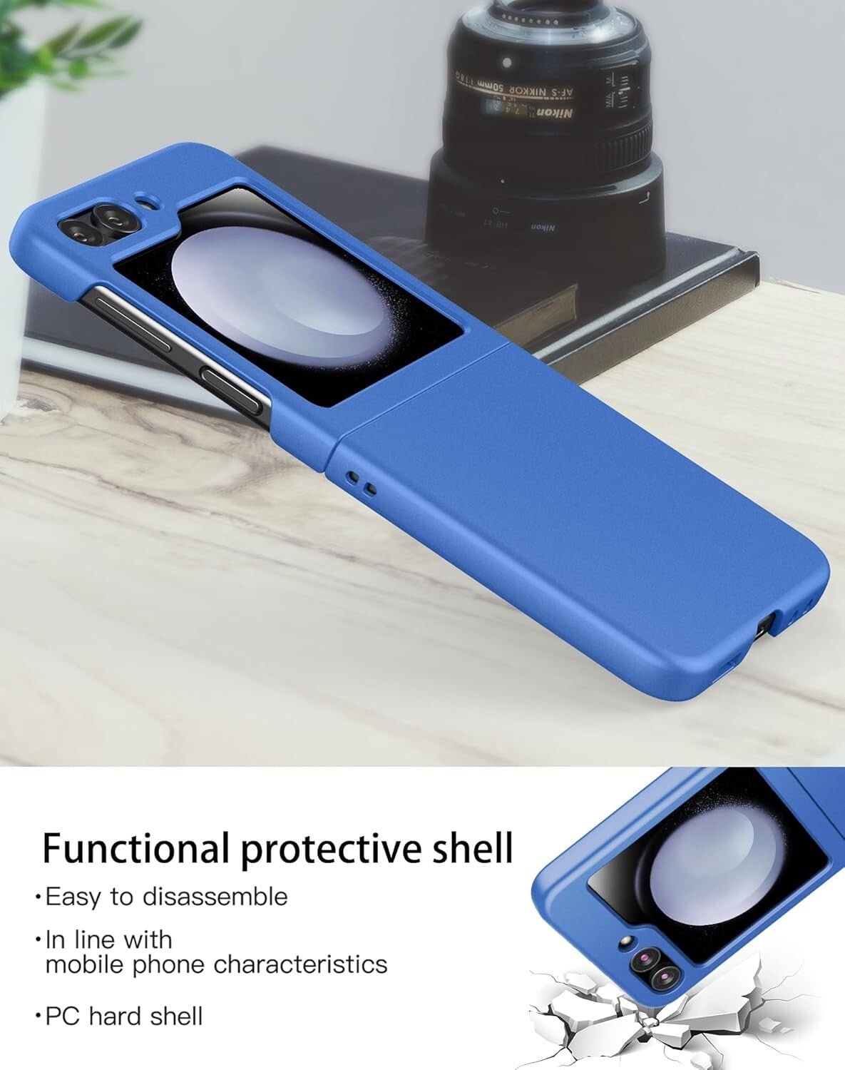 Samsung Galaxy Z Flip 5 Slim Case Premium Thin Full Protection Matte Blue - FIXgenie