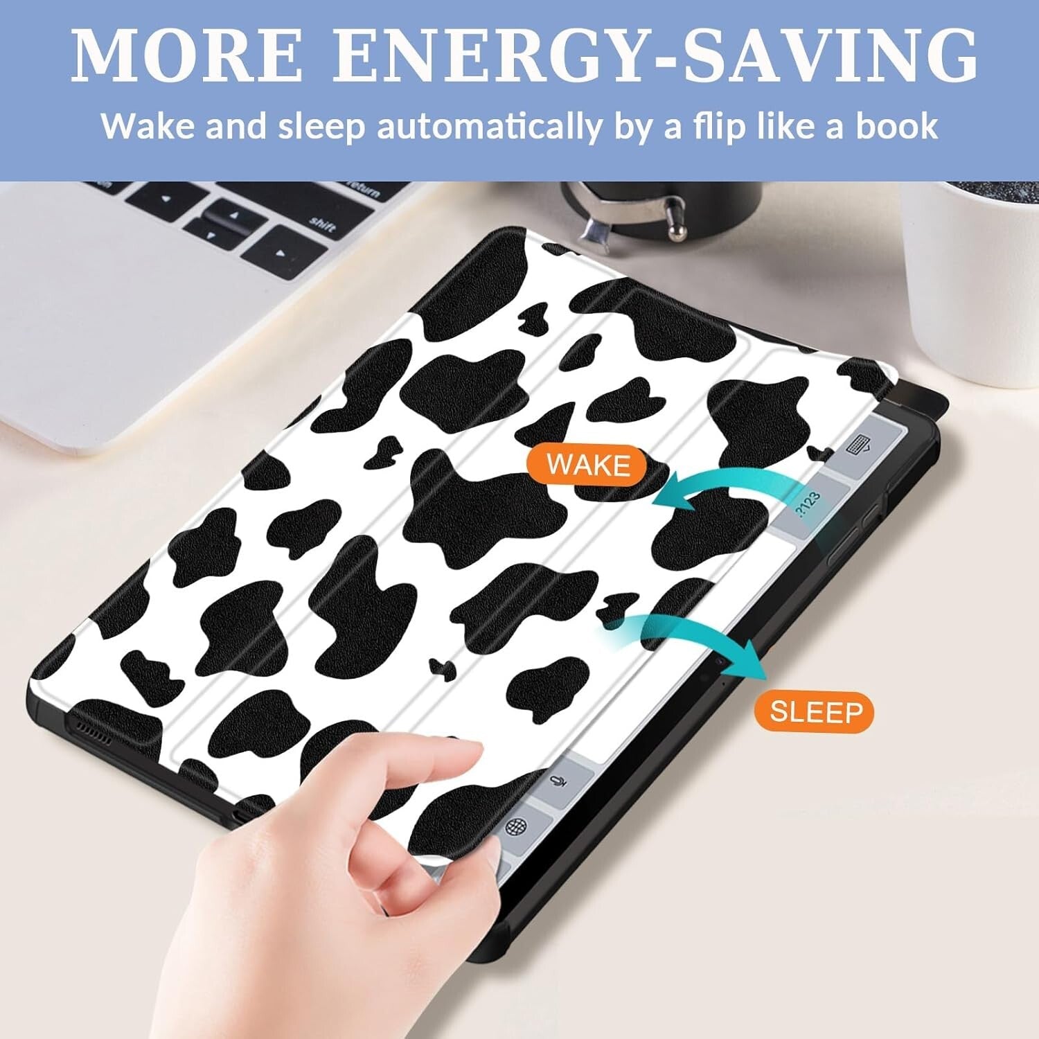 For Samsung Galaxy Tab S9 11'' Case Smart Book Stand Cover Cute Cow - FIXgenie