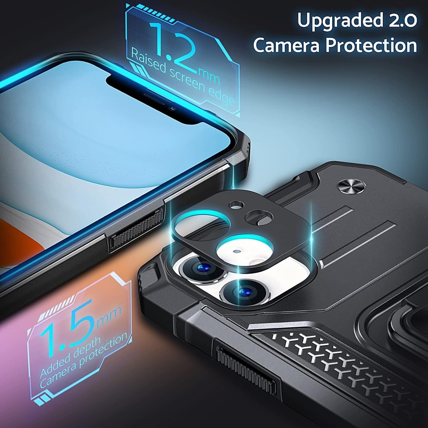 iPhone 11 Case Military Grade Shockproof Protective Phone Case Cover w/ Ring Sta - FIXgenie
