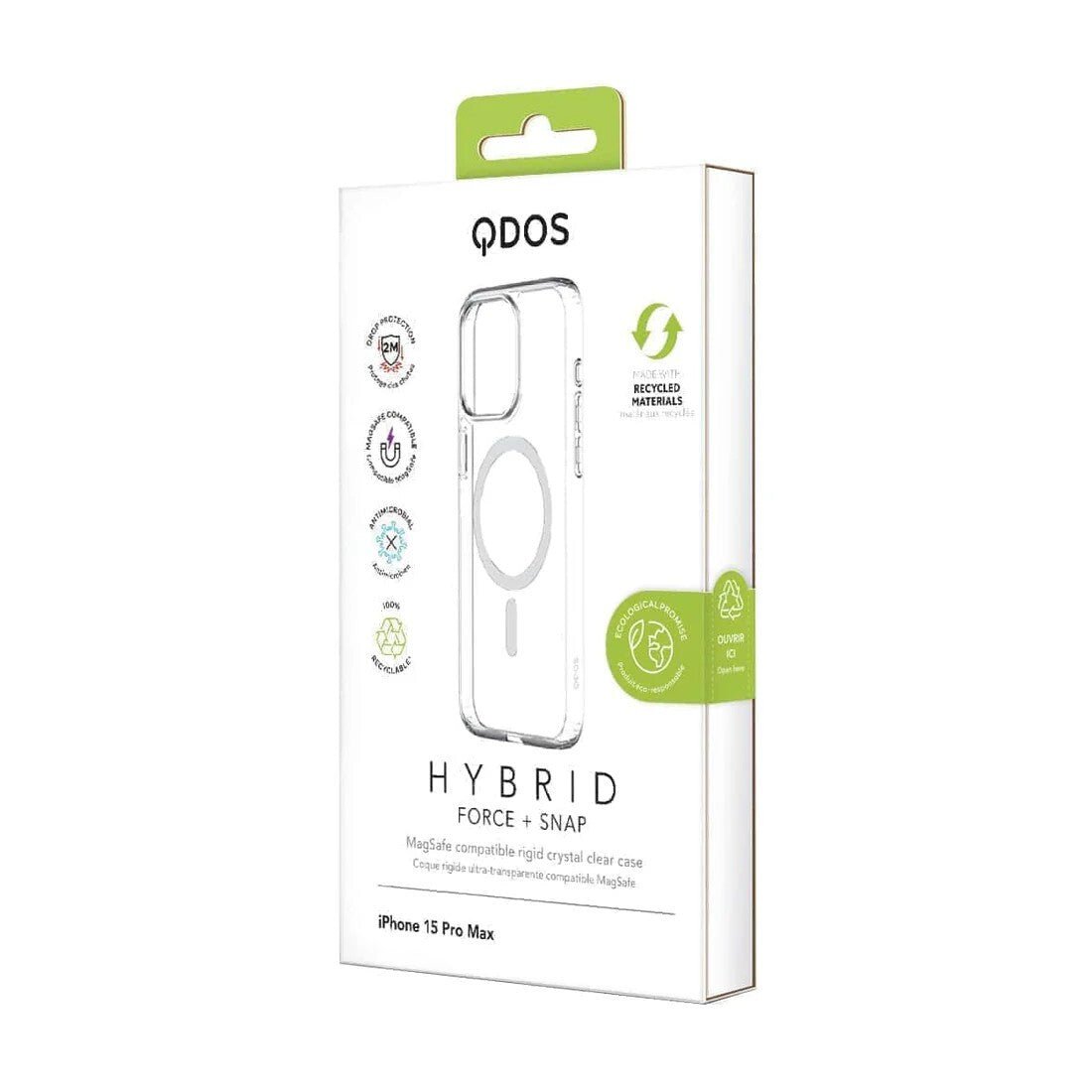 QDOS iPhone 15, 15 Pro Clear Case with MagSafe Charging Hybrid Force with Snap - FIXgenie