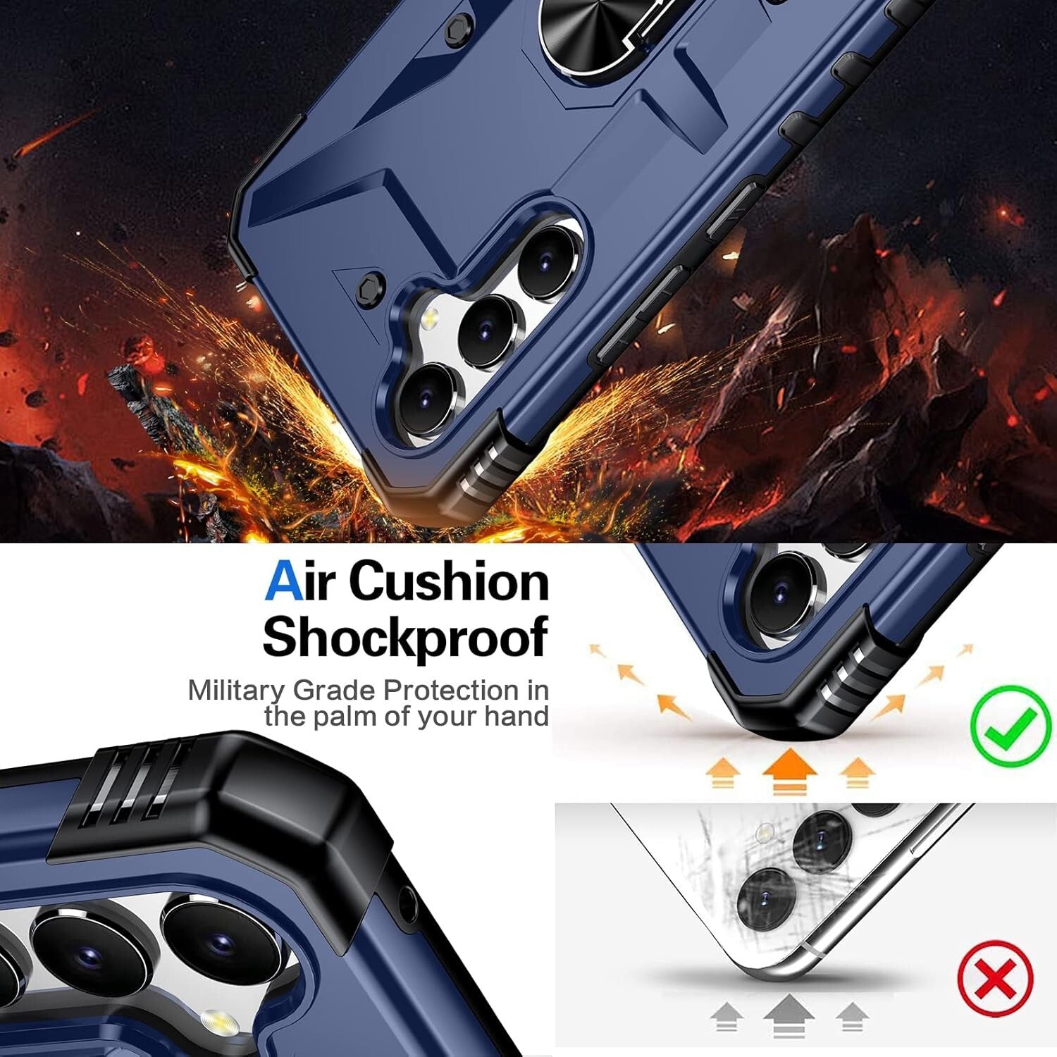 Samsung Galaxy A54 Heavy Duty Case Cover w/ Screen and Camera Protector Blue - FIXgenie