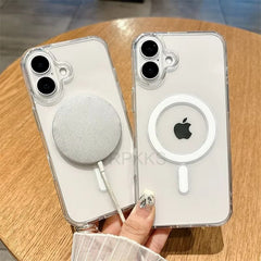 Magnetic Clear Case Cover For iPhone 16, 16 Plus, 16 Pro and 16 Pro Max w/ Gift - FIXgenie