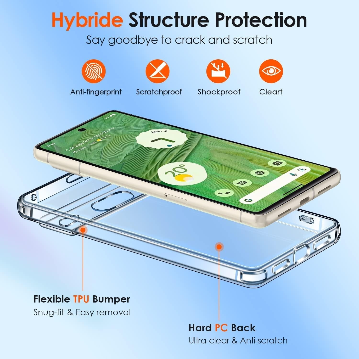 Google Pixel 7 Clear Case Military Grade Shockproof Cover w/ Screen Protectors - FIXgenie