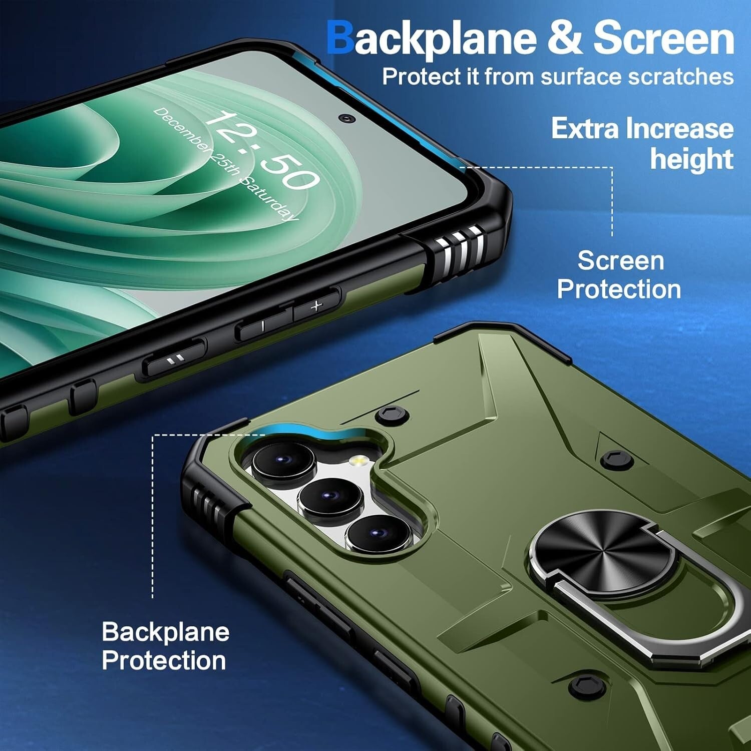 Samsung Galaxy A54 Heavy Duty Case Cover w/ Screen and Camera Protector Green - FIXgenie