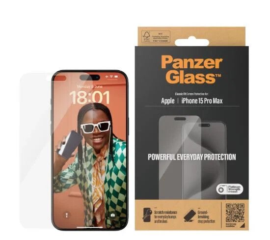 PanzerGlass Classic Fit Screen Protector for Apple iPhone 15 Pro Max - FIXgenie