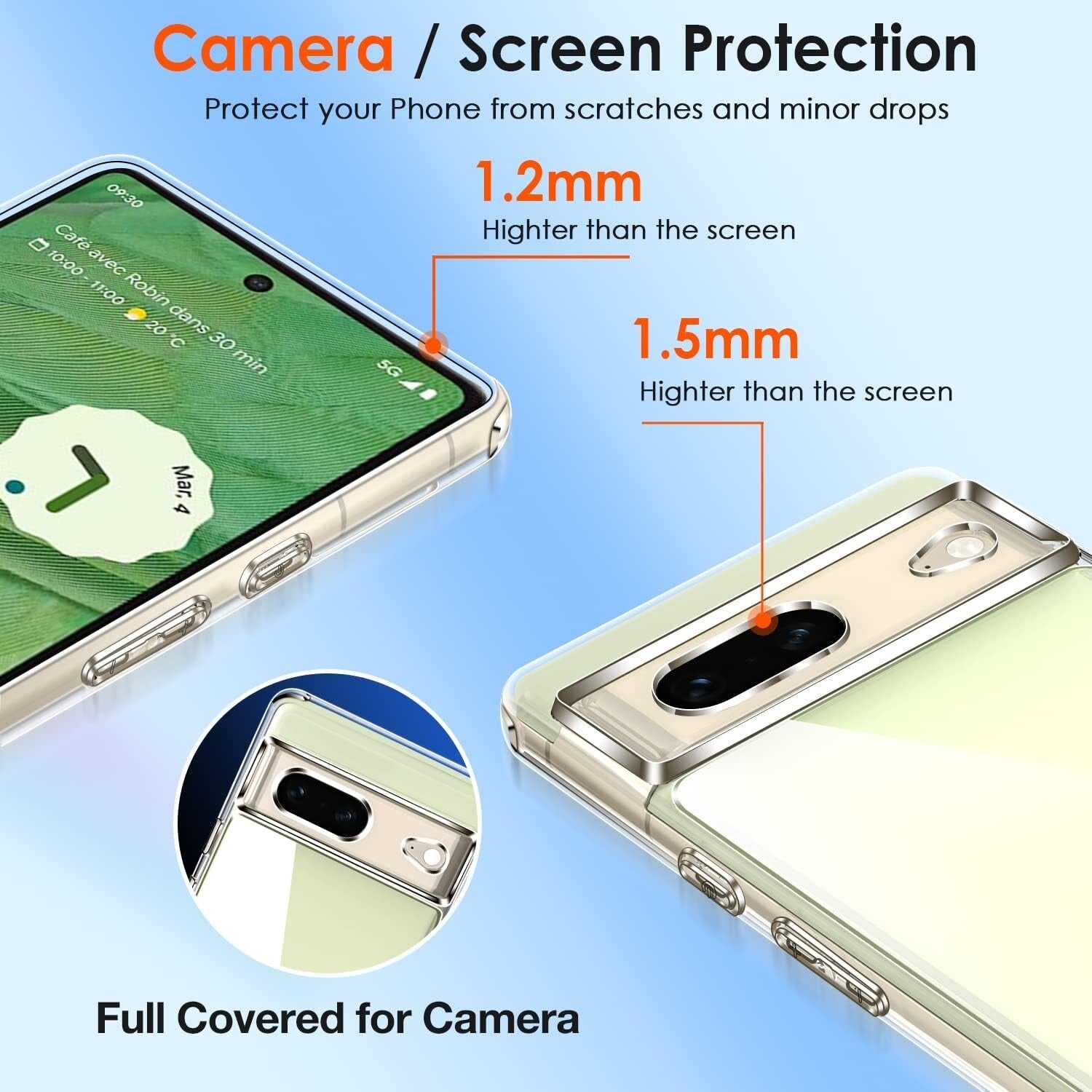 Google Pixel 7 Clear Case Military Grade Shockproof Cover w/ Screen Protectors - FIXgenie