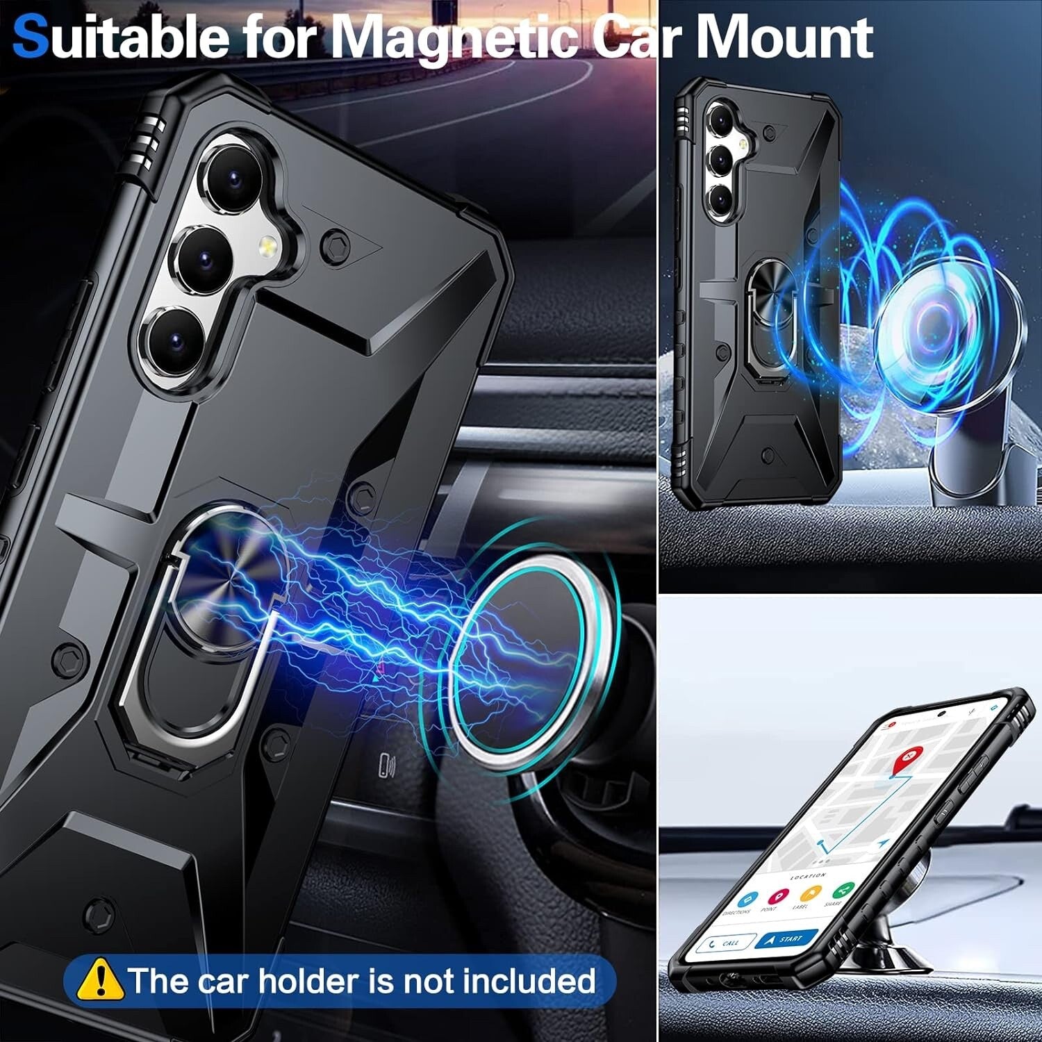 Samsung Galaxy A54 Heavy Duty Case Cover w/ Screen and Camera Protector Black - FIXgenie