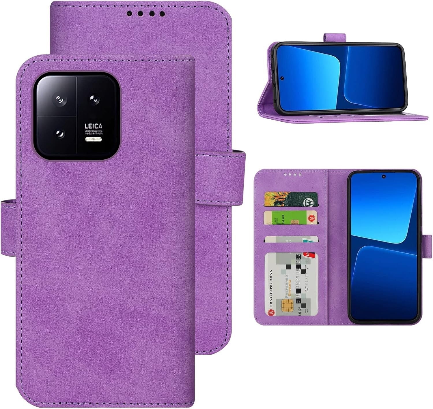 Xiaomi 13 5G Flip Wallet Case - PU Leather TPU Bumper, Shockproof Protection, Card Slots - FIXgenie