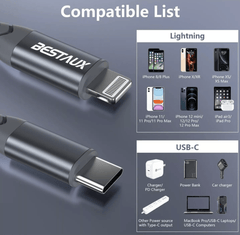 BESTAUX 18W USB C to Lightning Cable Apple MFi Certified Quick Charge 1M - FIXgenie