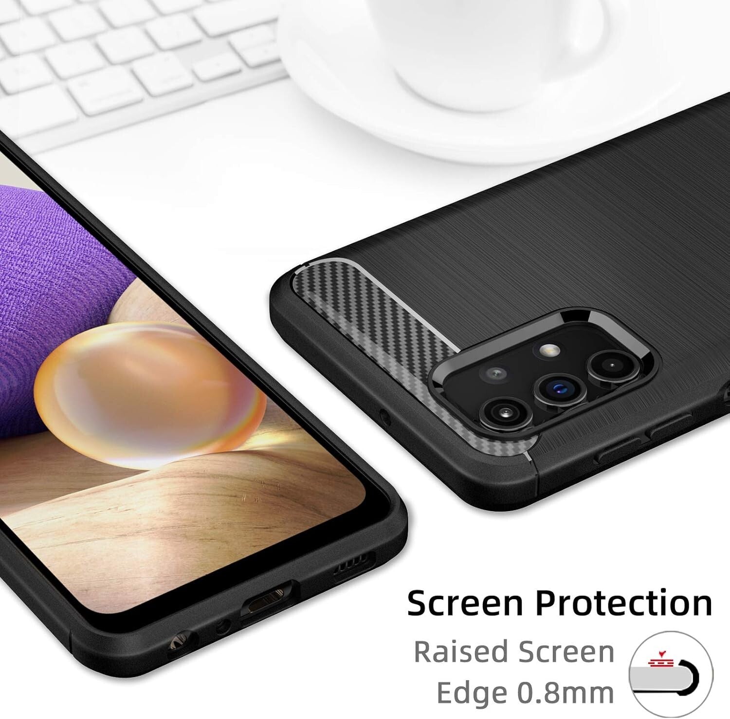 Samsung Galaxy A32 5G / M32 5G Shockproof Soft Silicone Cover Case w/ Screen Pro - FIXgenie