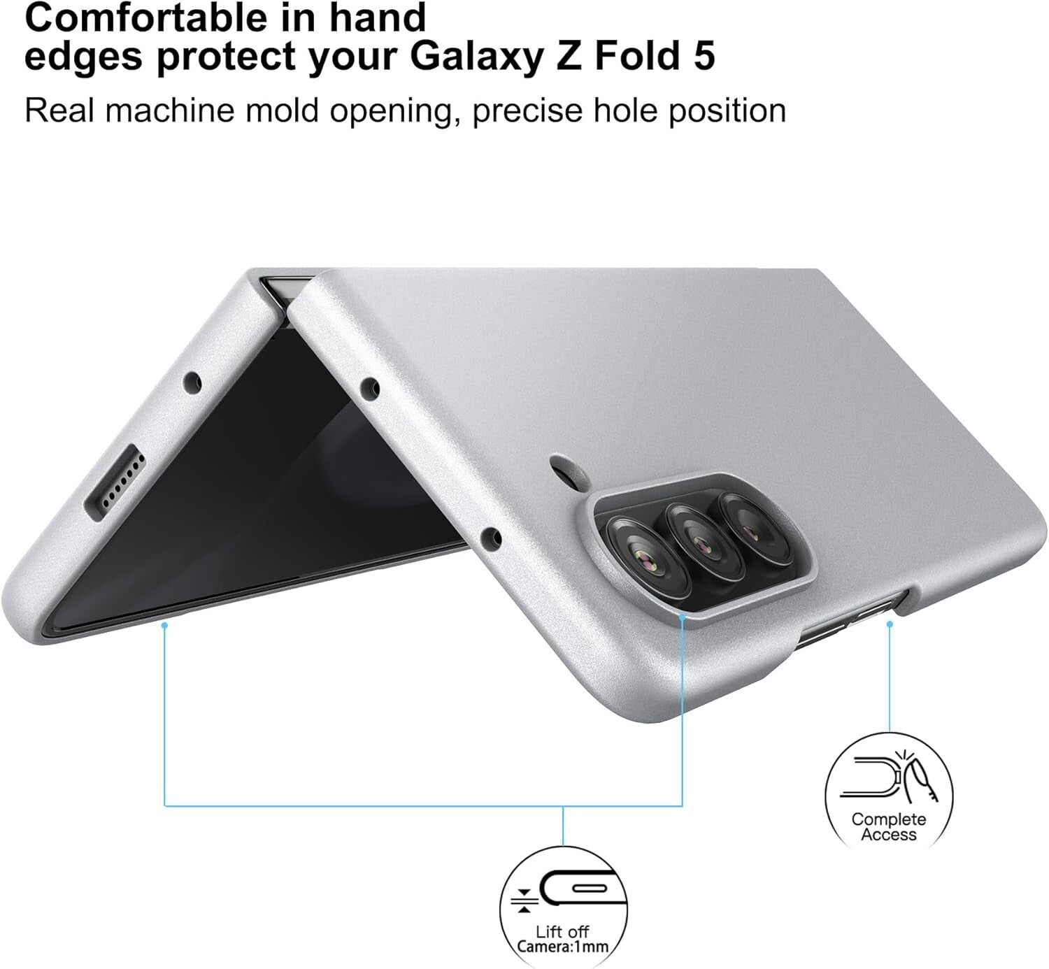 Lightweight Full - Body Protective Case Cover for Samsung Galaxy Z Fold 5 Silver - FIXgenie