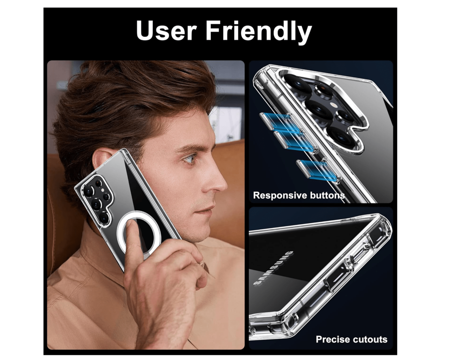 Clear Non - Yellowing Protective Magnetic Case For Samsung Galaxy S24 Ultra - FIXgenie