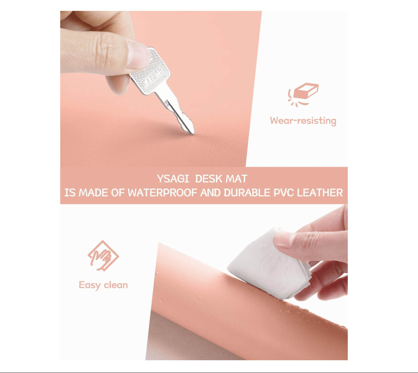 YSAGi Desk Protector Mat - Premium PU Leather, Large Mouse Pad - FIXgenie